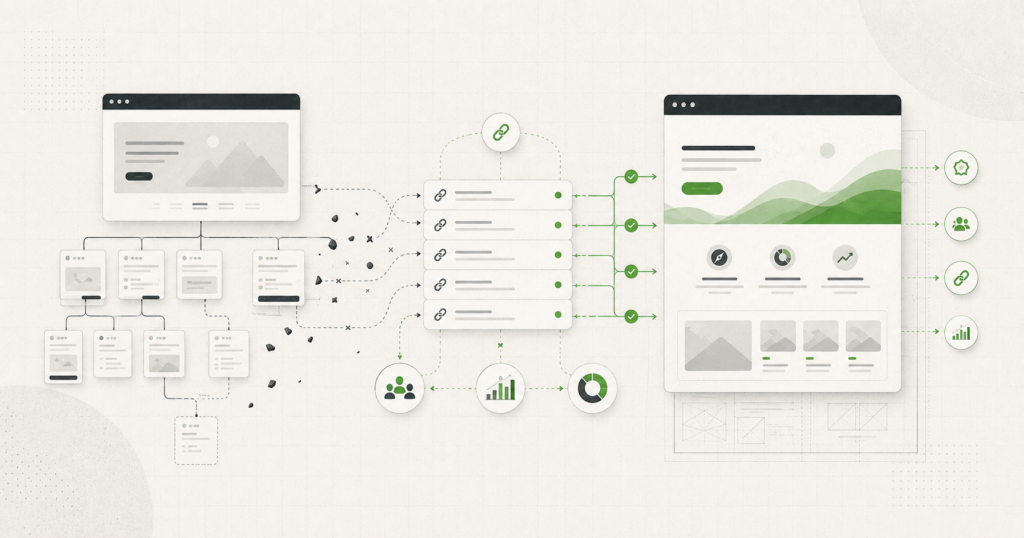 AI search selecting an evidence-rich B2B resource from generic content.